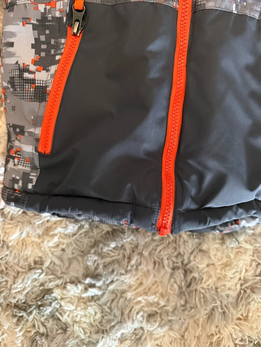 Snozu Orange and Gray Pixel Kids winter jacket
